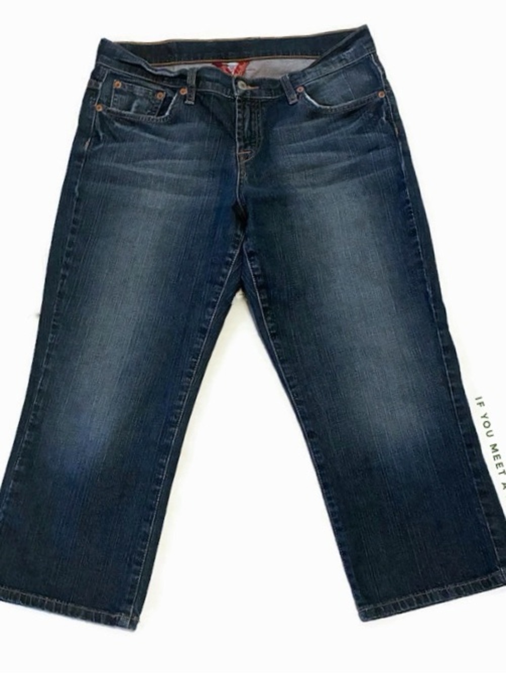Lucky Brand Women’s 12/31 Classic Fit Crop Jeans Embroidered Pockets Distressed